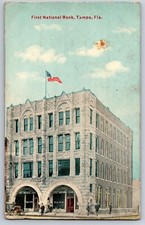 Postcard First National Bank Building Flag Flying High Tampa  Florida   D-8