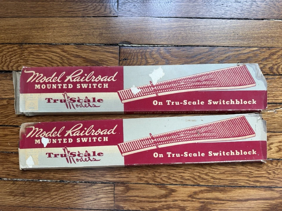 Vintage Tru-Scale Models HO Scale Model Railroad Mounted Switch Lot Of 2 In Box - Image 1 of 4