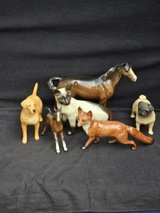 VINTAGE BUNDLE OF SIX BESWICK STUNNING ANIMAL FIGURINES IN VERY GOOD CONDITION - Picture 1 of 16