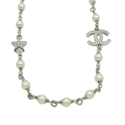 Collar CHANEL Coco Mark Strass Estrella Perla Plateado Foto 1 de 4