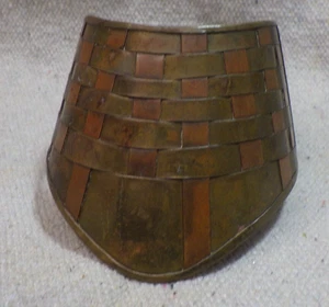 altes geflochtenes Korbgeflecht Handarbeit Rot & Bronze Kupfer Manschette Armband 1sz passt den meisten - Bild 1 von 5