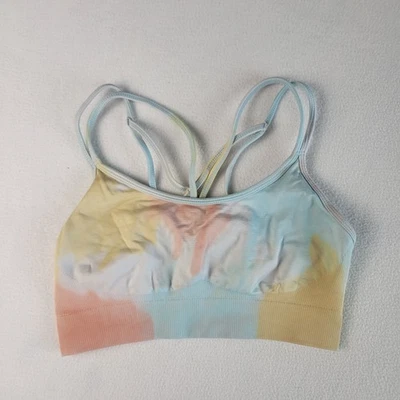 Sutiã esportivo feminino sem marca Tie Dye tiras - Tamanho G - Elástico - Excelente estado usado - Imagem 1 de 4