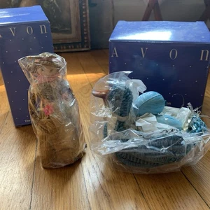 Avon Straw Bunny Pomander, Duck Soap Holder Blue Easter Collectibles NIB - Picture 1 of 8