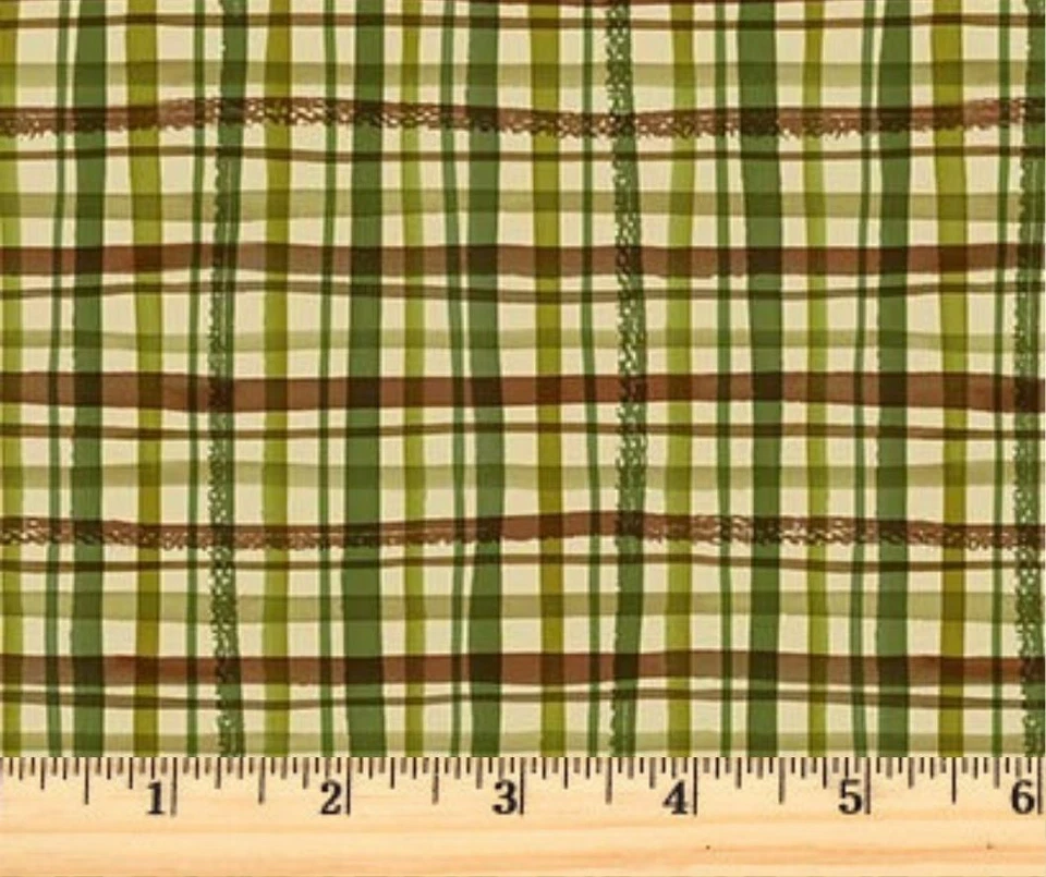 Pumpkin Farm Green Autumn Plaids Cotton Fabric CX10975-GREE  By the Half Yard - Image 1 of 1