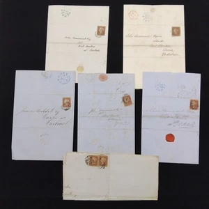 6 Antique 1830/40s Letters + Postmarked Penny Red Stamps Sent To/From Yorkshire - Picture 1 of 20