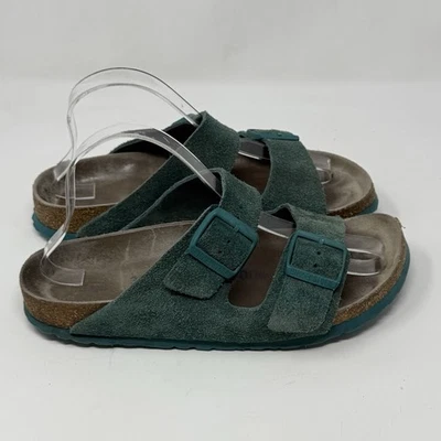 Birkenstock Arizona Sandals Womens 8 EU 39 Narrow Teal Green Suede 2 Strap - Image 1 of 4