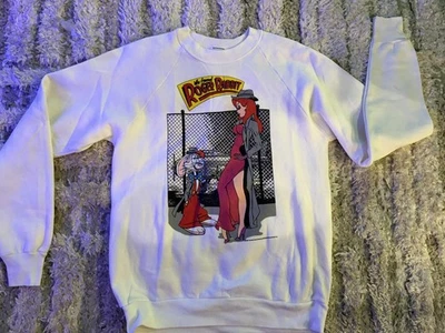 Sudadera De Colección Who Framed Roger Rabbit Para Hombre Mediana Blanca Jessica Años 80 Disney Foto 1 de 4