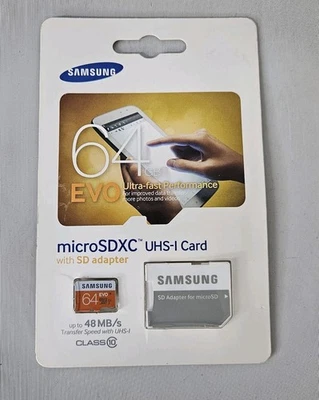 Samsung EVO 64GB 64G microSDXC micro SD SDXC UHS microSD Class 10 MB-MP64D GEN - Image 1 of 4