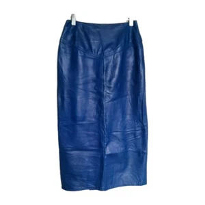 Vintage Liz Roberts/Robert Elliot royalblau weiches Leder Bleistift Midirock Gr. 8 - Bild 1 von 4