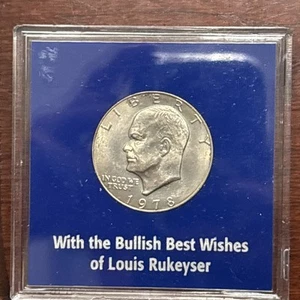 Eisenhower Dollar 1978 D Louis Rukeyser “Bullish Best Wishes” in the case Unique - Picture 1 of 2