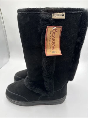 Womens BearPaw  Tall Black Sheepskin/ Wool Blend Lining Boot Size 6 M - Image 1 of 4