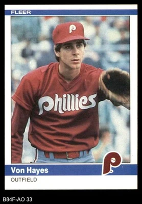 1984 Fleer #33 Von Hayes Phillies 8 - NM/MT - Image 1 of 2