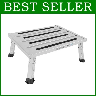 Foldable Platform Step Stool, Non-Slip Feet, Silver - Image 1 of 4
