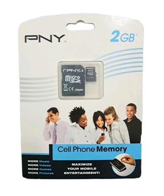 PNY Premium 2 GB SD Card Cell Phone Memory With Adapter New - Image 1 of 2