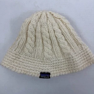 Patagonia Cable Knit Beanie Ivory Cream Wool Blend Winter Hat One Size Warm Cozy - Picture 1 of 5