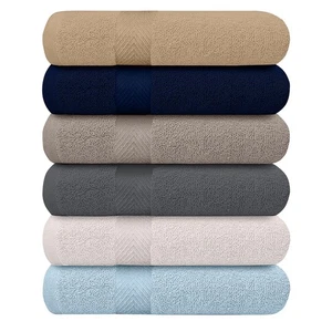6-Pack Bath Towels - Lightweight - Extra Absorbent - 100% Cotton - Shower tow... - Picture 1 of 7