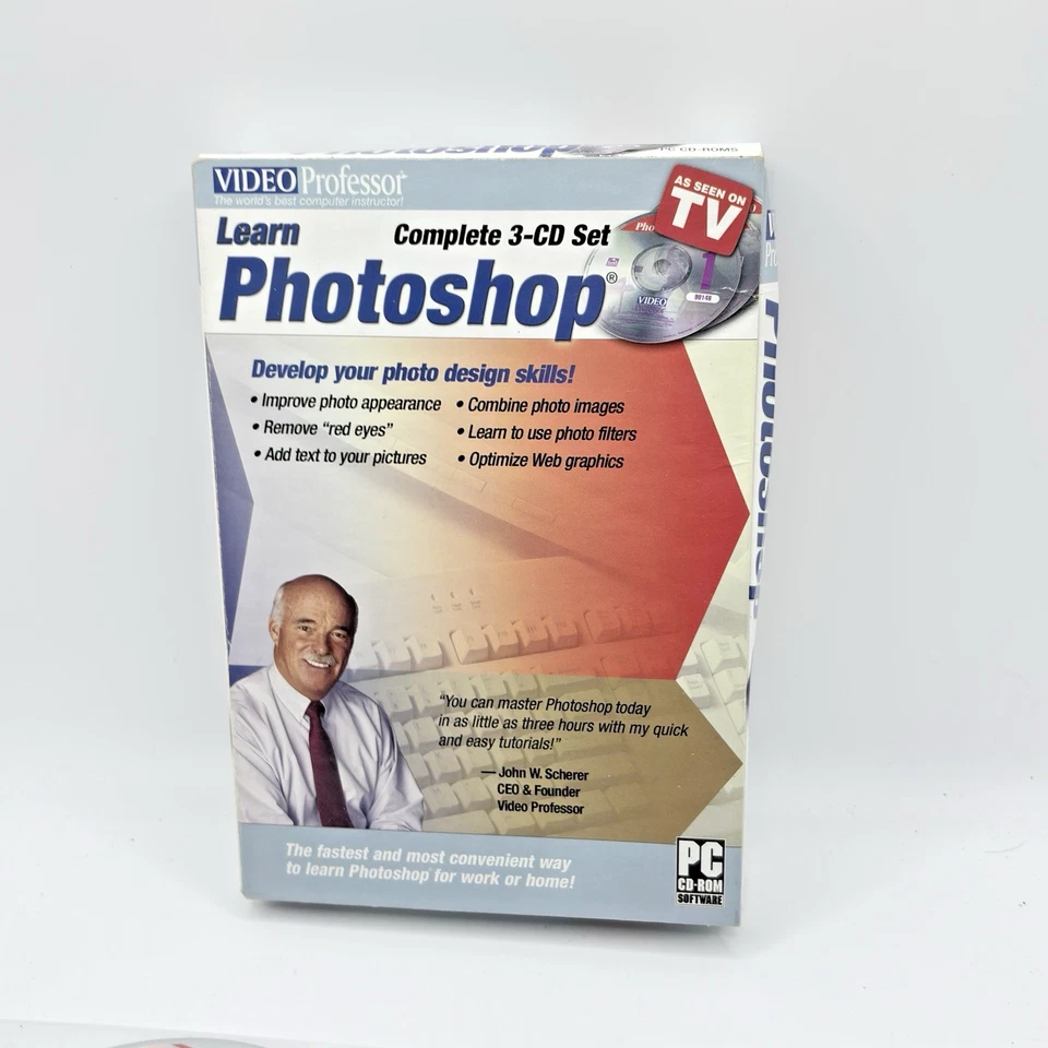 Video Professor Learn PHOTOSHOP PC Software Complete 3 CD Set - Image 1 of 4