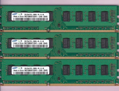 6GB 3x2GB PC3-10600 SAMSUNG M378B5673EH1-CH9 DDR3-1333 Desktop Memory Kit DIMM - Image 1 of 2