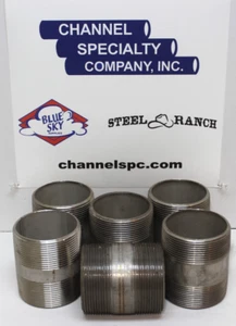 3" x 4" Standard Wall 304 Stainless Steel Threaded Nipple: Lot of 6! - Picture 1 of 3