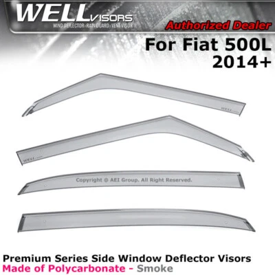 Viseras WELL 2014-2020 para Fiat serie 500L clip lateral en viseras de ventana negras Foto 1 de 4