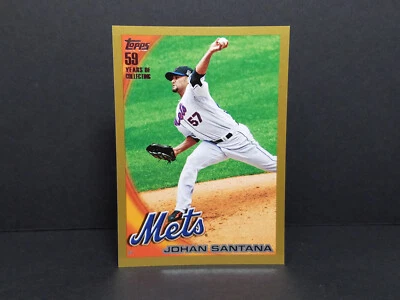 2010 Topps #573 Johan Santana, New York Mets - Gold Border Parallel (1000/2010) - Image 1 of 2