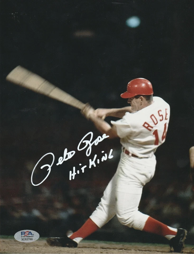 PETE ROSE CINCINNATI REDS  HIT KING  PSA AUTHENTICATED  ACTION SIGNED 8x10 - Image 1 of 1