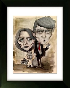 ART - Hillary Clinton & Donald Trump - Limited Edition - Art by SLAZO - 16x20 - Bild 1 von 3