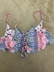 O'Neill Swimsuit Bikini Top YOUTH Sz Small Free Spirit Ruffled Padded Bandeau - Picture 1 of 7