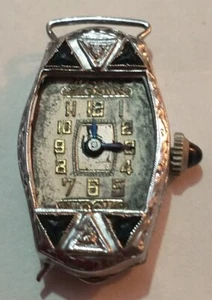Antique 18K White Gold Ladies Deco Watch "BROKEN LUG MISSING, CRYSTAL" - Picture 1 of 10