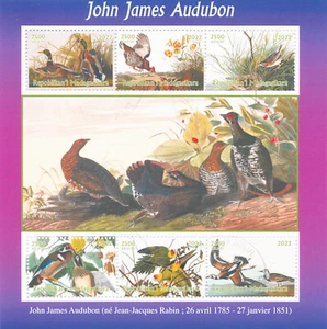 Madagascar 2022 CTO Birds on Stamps John James Audubon Art Ducks 6v M/S II - Picture 1 of 1