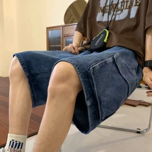 Pantalones Cortos de Bolsillo Denim Hip Hop Carga Para Hombre Ropa de Calle Retro Coreanos Nuevos - Imagen 1 de 17
