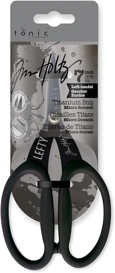 7In Left Handed Titanium Snips Tim Holtz Non-Stick Micro Serrated Scissors 7" - Image 1 of 4