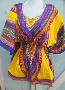 Elastic Waist Dashiki African Blouse Women Traditional Dress Top One Size - Picture 1 of 2