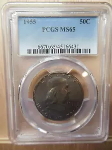 1955-P Silver Ben Franklin Half Dollar PCGS MS 65 NICE ORIGINAL MINT SET TONE - Picture 1 of 2