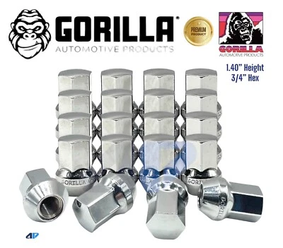 Chrome 12mm x 1.5 Lug Nuts Bulge Seat Acorn Fits Ford Focus Fusion 20pc Gorilla - Image 1 of 4