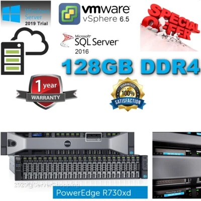 Dell PowerEdge R730xd 28CORE Server Xeon E5-2683v3 128GB DDR4 4.8TB SAS 10K FREE - Image 1 of 4