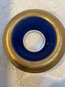 Vintage  Center Counsel Glass Fruit Bowl  Cobalt Blue Painted Gold Encrusted - Picture 1 of 12