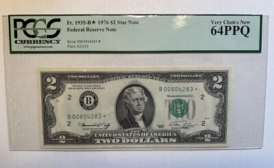Fr. 1935 - B* 1976 $2 FRN New York STAR Note PCGS 64 Serial # B00804283* - Image 1 of 2
