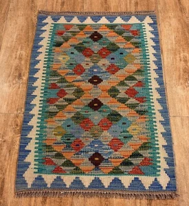Alfombra de lana Chobi tejida a mano teñida vegetal afgana/turca Kilim Runner, 92x62 CM - Imagen 1 de 3