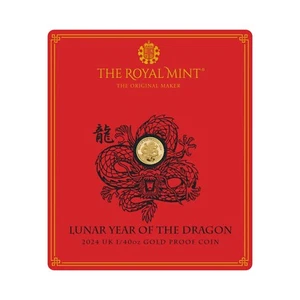 50 Peniques Año Lunar del Dragón Dragón Reino Unido 1/40 oz Oro PP 2024 - Imagen 1 de 4