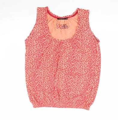Primark Womens Orange Animal Print 100% Cotton Jersey Tank Size 10 Scoop Neck -  - Image 1 of 4
