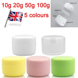 10-100g Plastic Jar Pot Sample Empty Container Cream Cosmetic Makeup Lip Balm UK - Picture 1 of 15