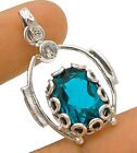Natural 6Ct Apatite & White Topaz 925 Solid Sterling Silver Pendant Ct24-1