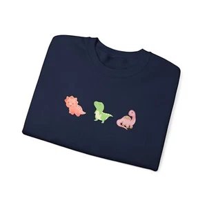 Cute Dinosaur Sweatshirt Kawaii Dinosaur Shirt Dino Lover Gift Crewneck Sweater - Picture 1 of 10