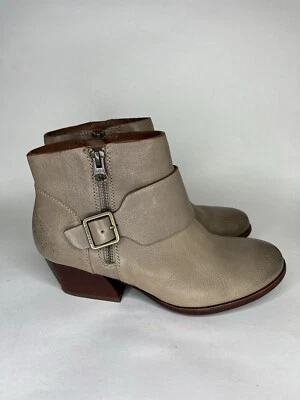 Botines Kork Ease para mujer talla 8M gris cuero cremallera lateral hebilla correa tacón  Foto 1 de 4