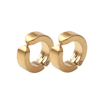 Pendientes de aro de acero inoxidable con clip falso para hombres y mujeres Foto 1 de 4