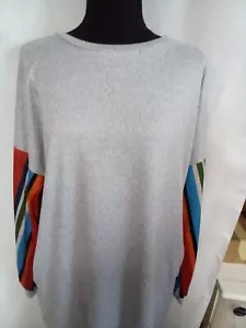 Cavi Blu womans light gray tunic with multicolor long sleeves sz XL NWT - Picture 1 of 10