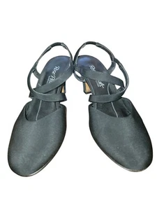 Rose Petals by Walking Cradles Womens Caliente Black Strap Heel Shoes Size 5M A6 - Picture 1 of 7