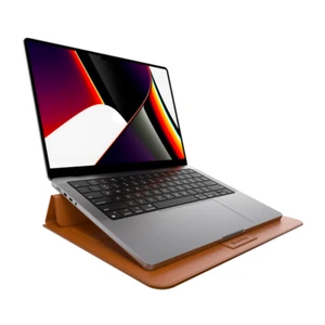 SWITCHEASY EASYSTAND ECO LEDERHÜLLE MIT STÄNDER MACBOOK PRO 14" SATTEL BRAUN - Bild 1 von 5