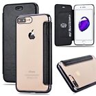 Clear Back Leather Flip Case Silicone Cover Wallet for iPhone 14 13 12 7 8 Plus